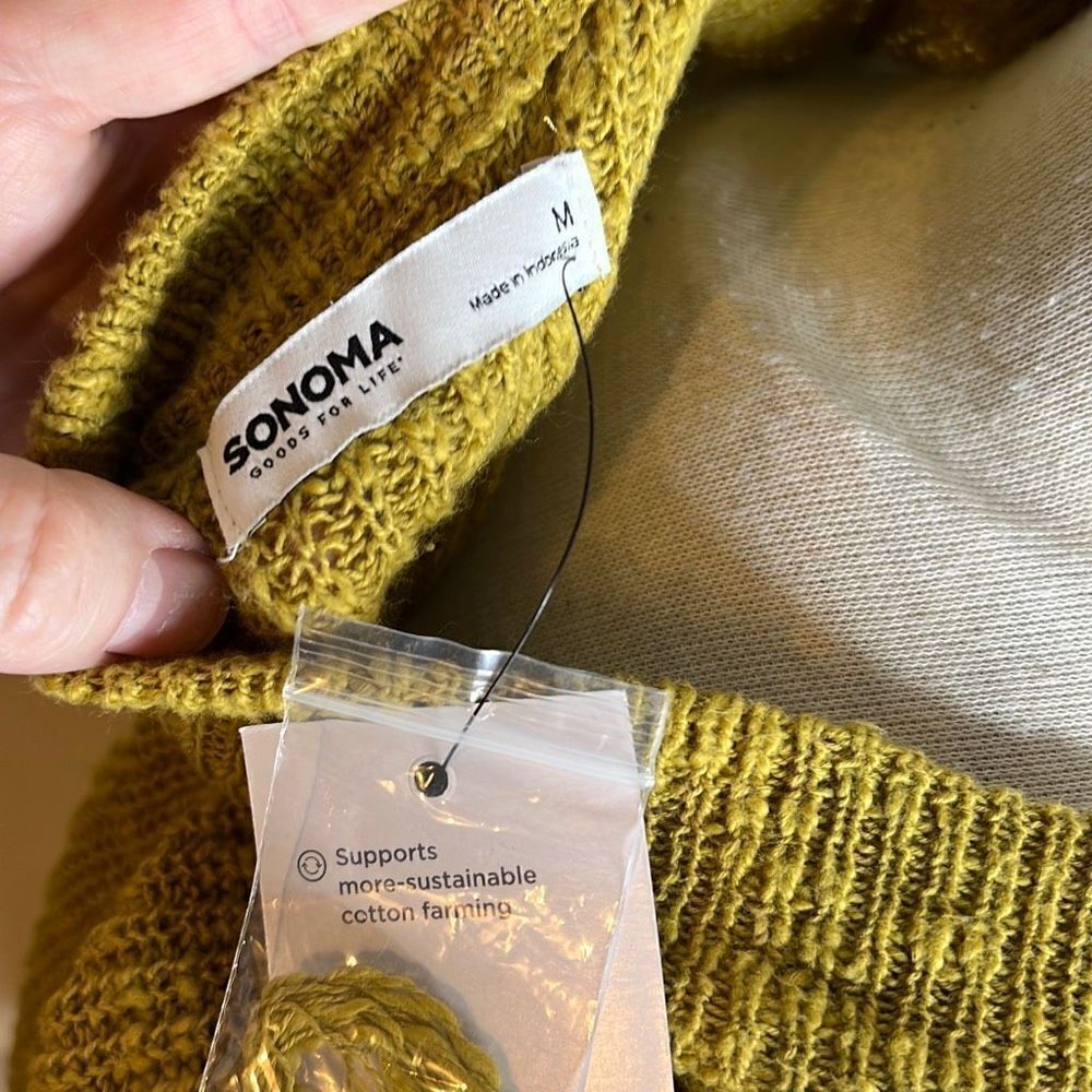 Sonoma Long Sleeve V-neck Sweater Chartreuse Yellow NWT - Picture 3 of 5